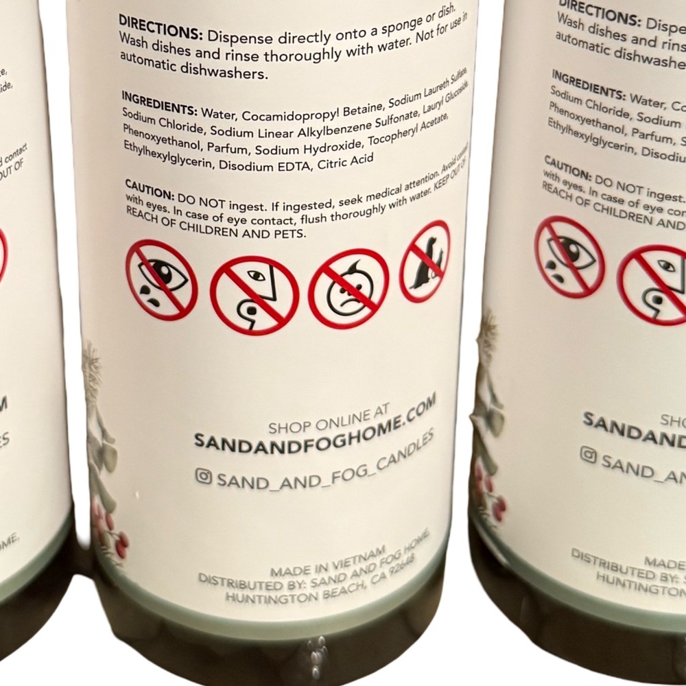 Sand + Fog NWT Set of 3 Eucalyptus & Pine Essential Oil Dish Soap  Ea 25.4 Fl Oz - Picture 4 of 6
